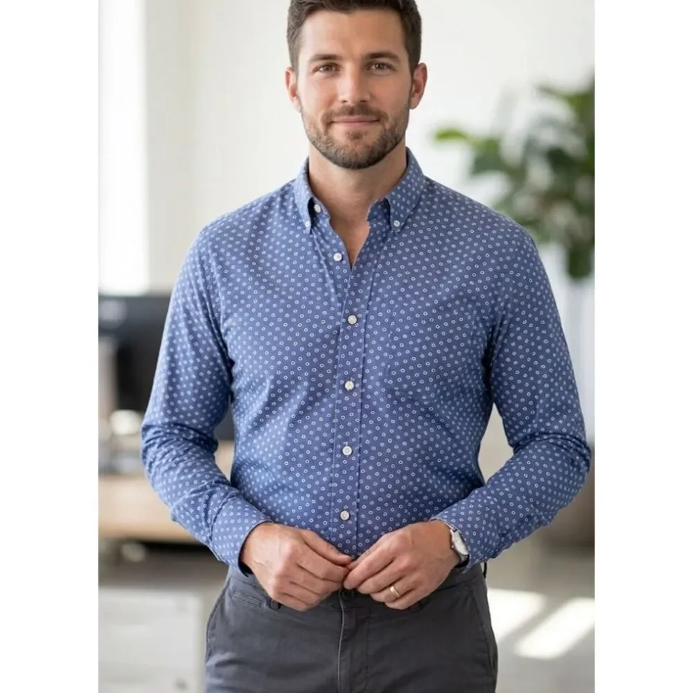 J. Crew Stretch Secret Wash Organic Cotton Button Down Shirt Men's Size Medium